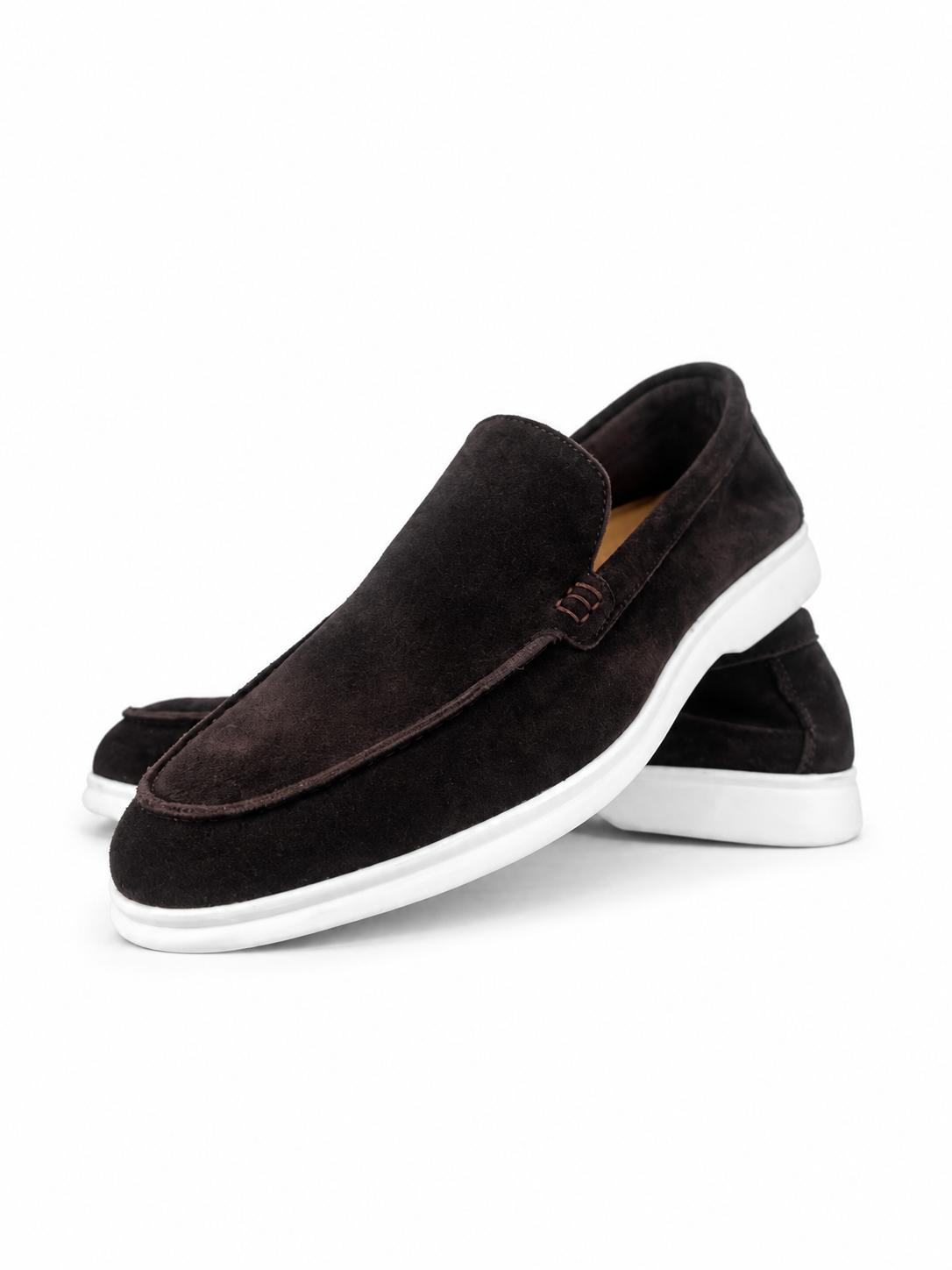 Suede Slip-On Loafers coffee brown