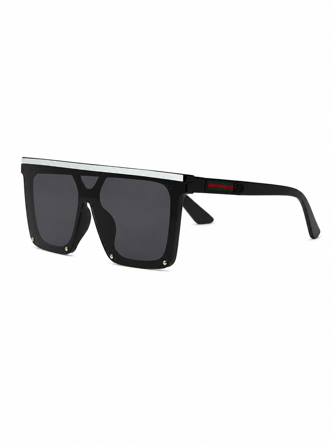 Matte Black Flat-Top Shield Sunglasses G-1221