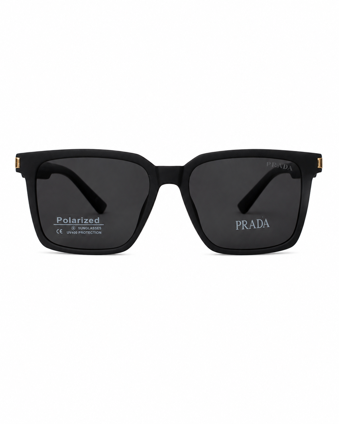 Matte Black Geometric Polarized Sunglasses P-1249
