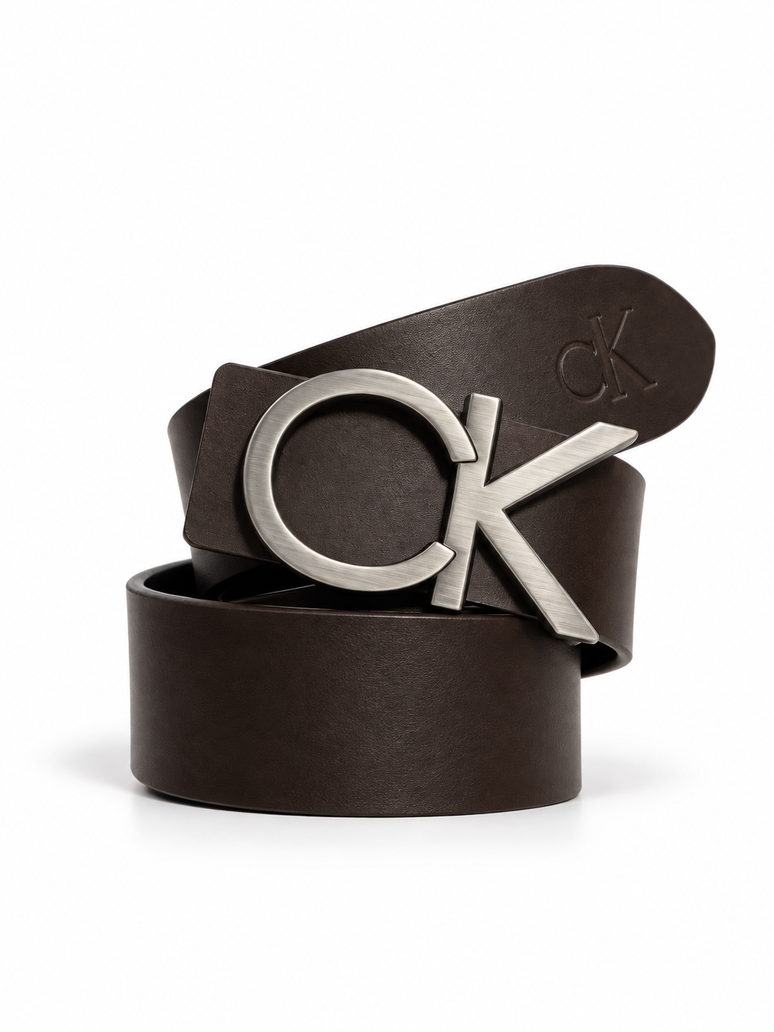 Premium dark brown leather adjustable belt