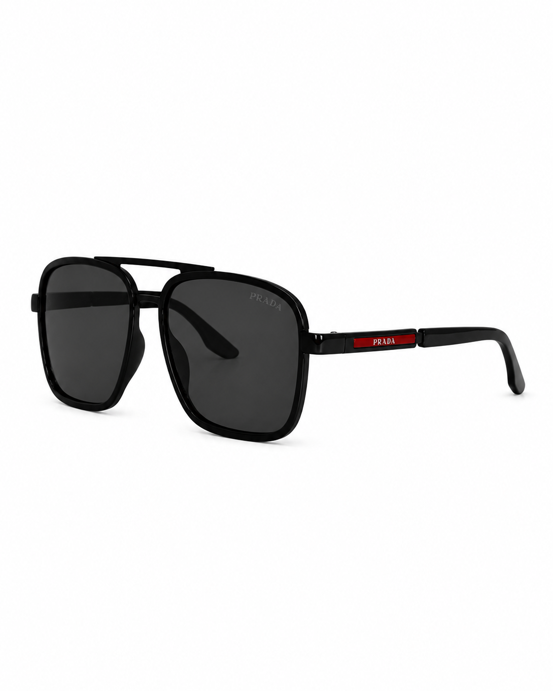 Black Double-Bridge Aviator Sunglasses P-1195