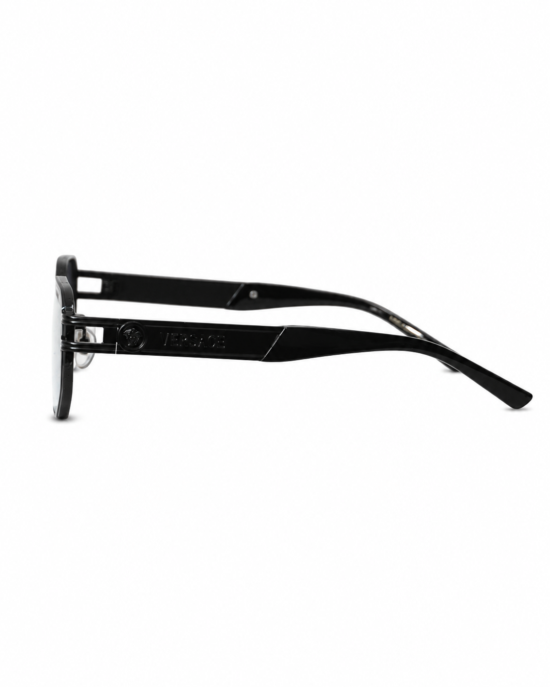 Hexagonal Black Metal Sunglasses with Blue Gradient Lenses V-1242