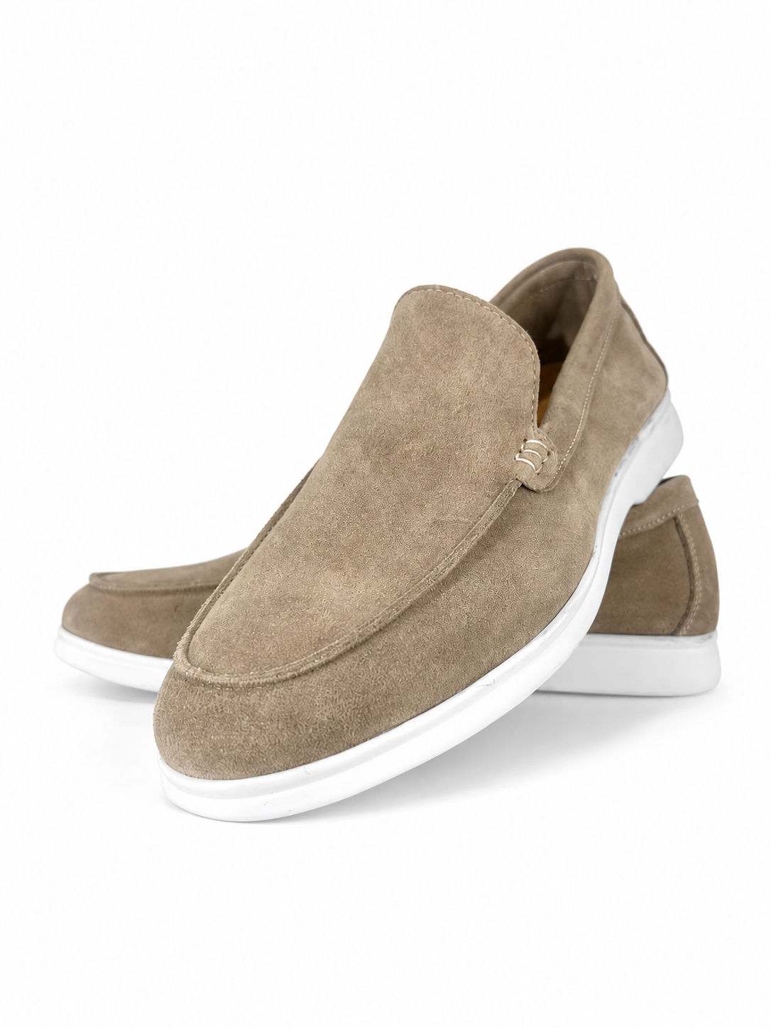 Suede Slip-On Loafers Sand Beige
