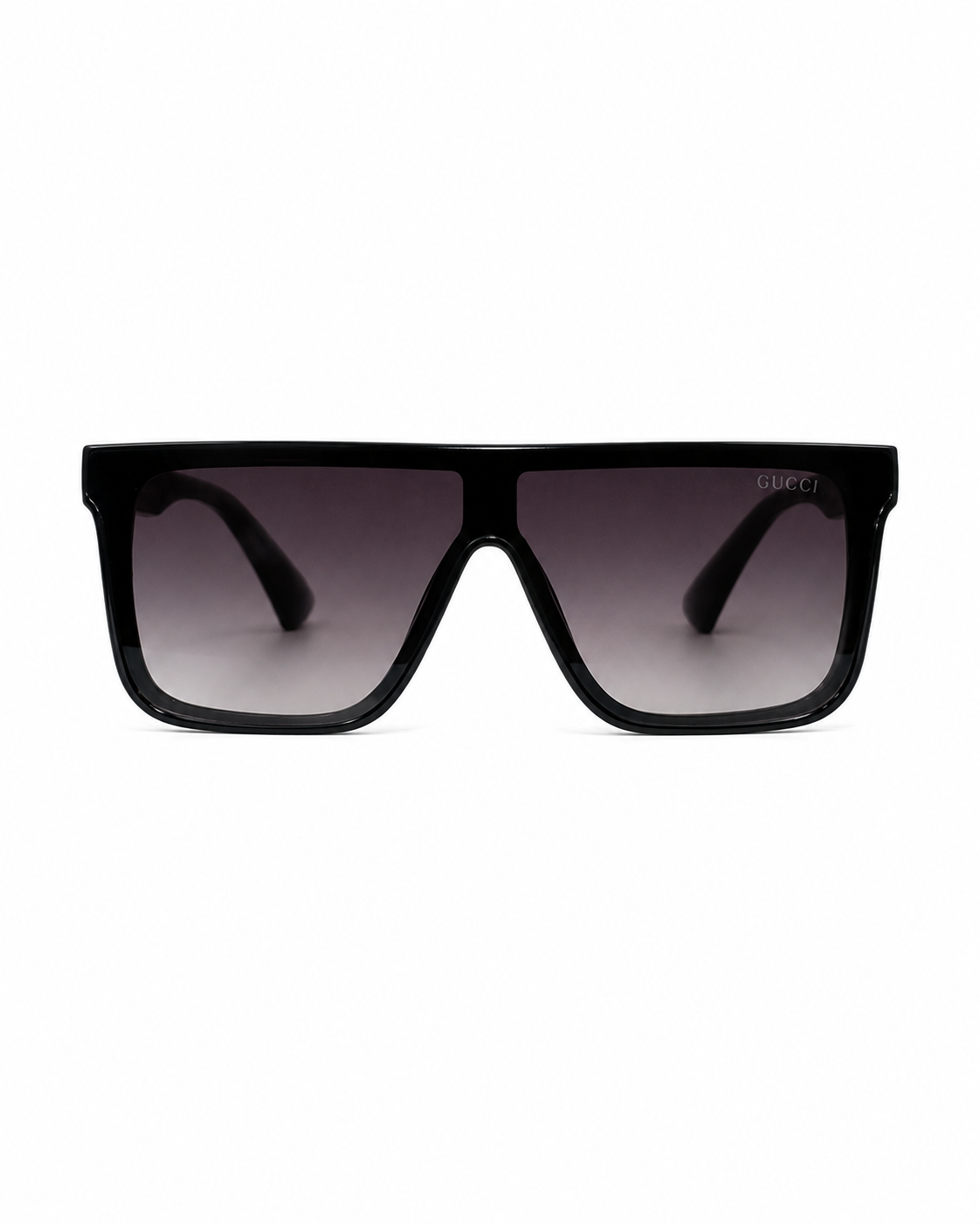 Black Flat-Top Shield Sunglasses with Web Temples G-1136