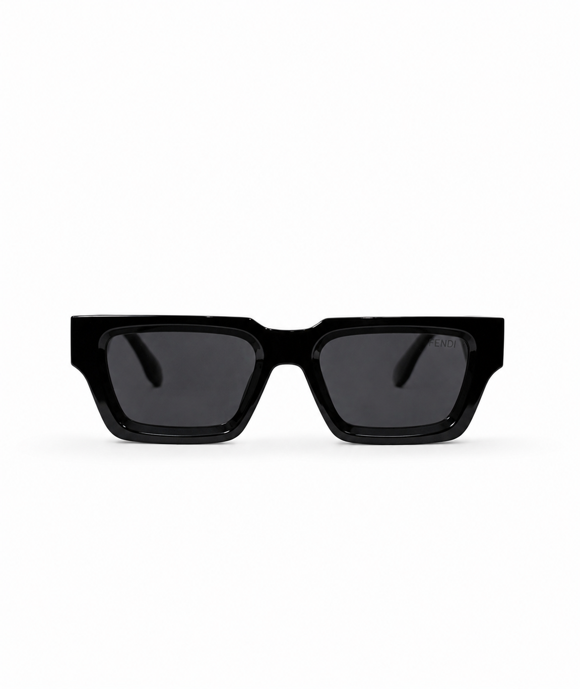 Black Thick-Frame Monogram Templed Square Sunglasses F-1207