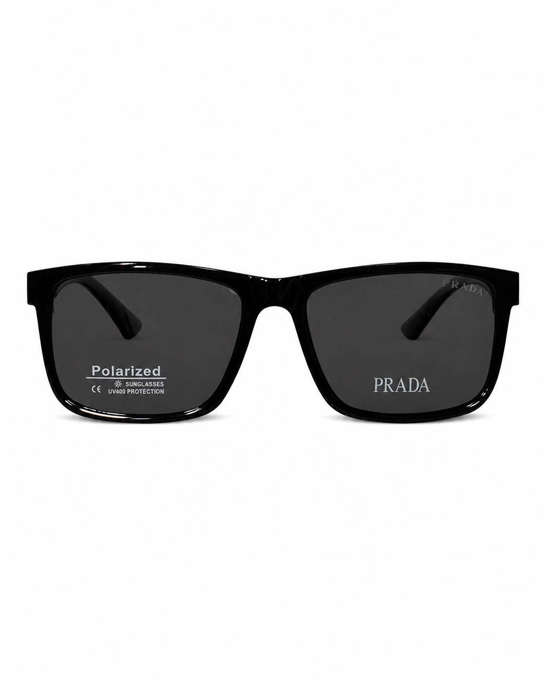 Black Sculpted Temple Polarized Sunglasses P-1192