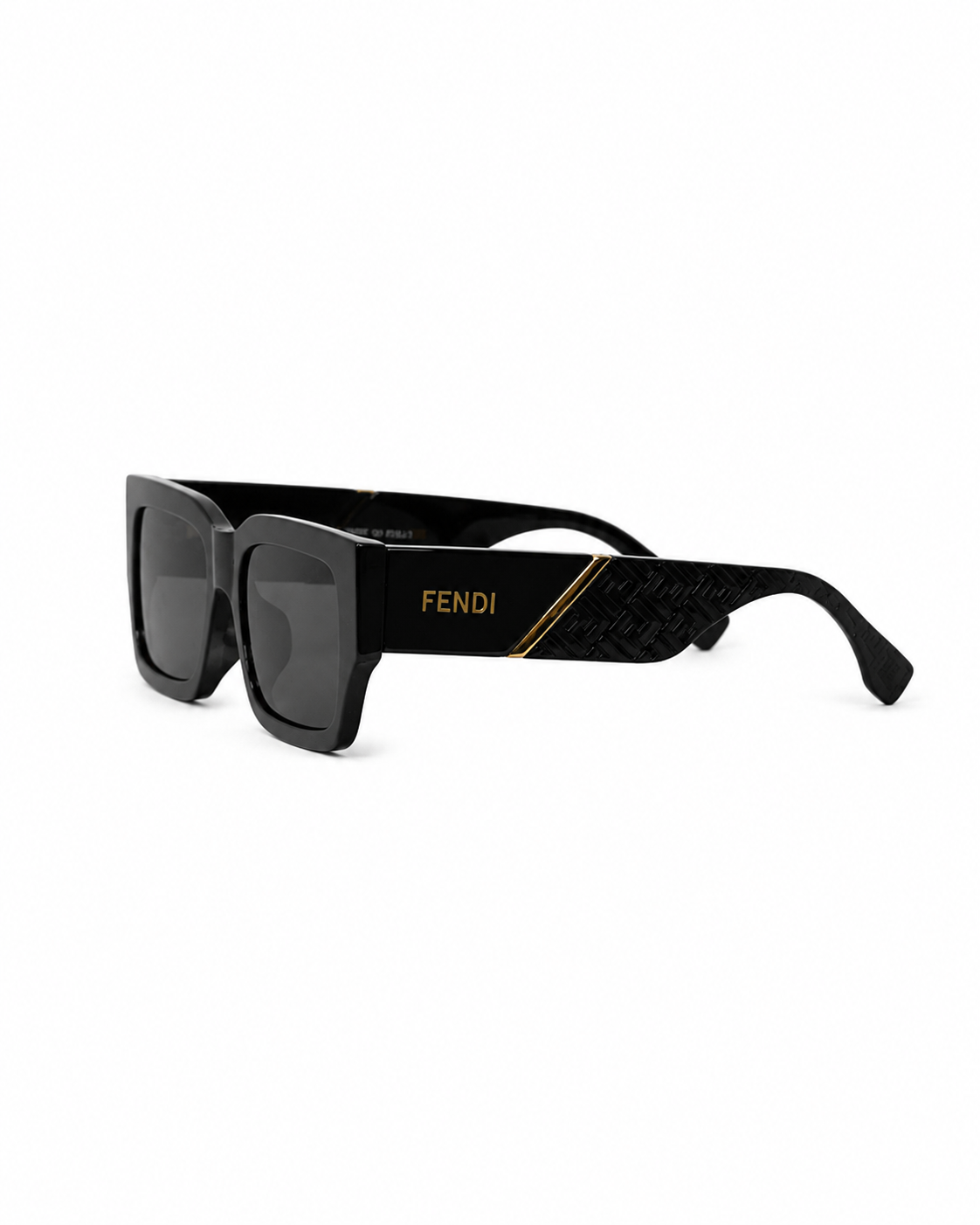 Black Thick-Frame Monogram Templed Square Sunglasses F-1207