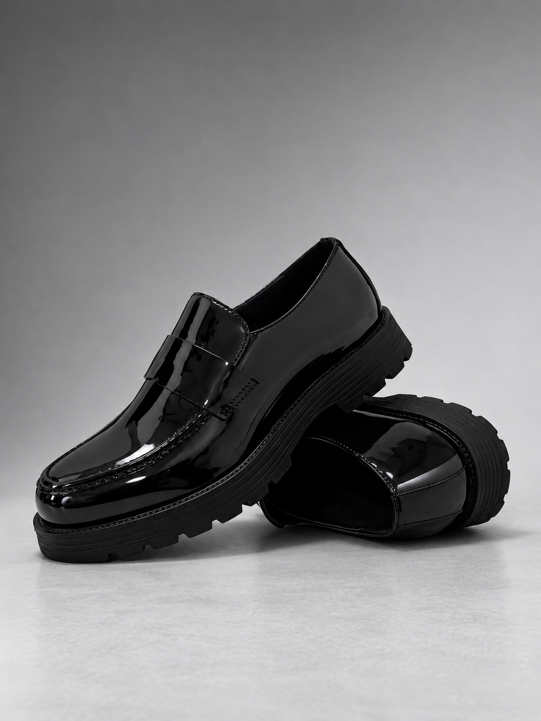 Luxe Patent Penny Loafers – Midnight Black