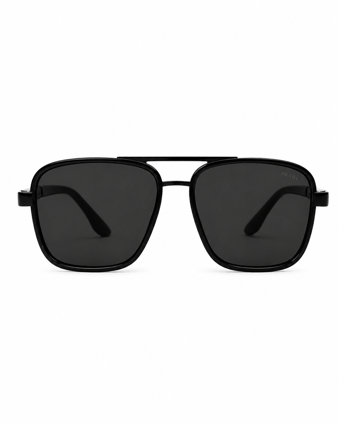 Black Double-Bridge Aviator Sunglasses P-1195