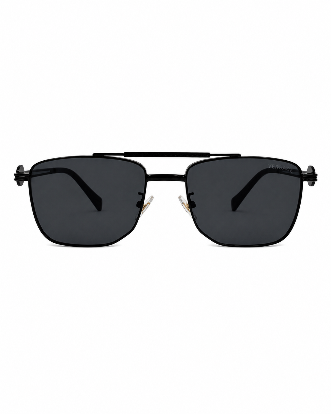 Sleek Black Double-Bridge Navigator Sunglasses V-1240