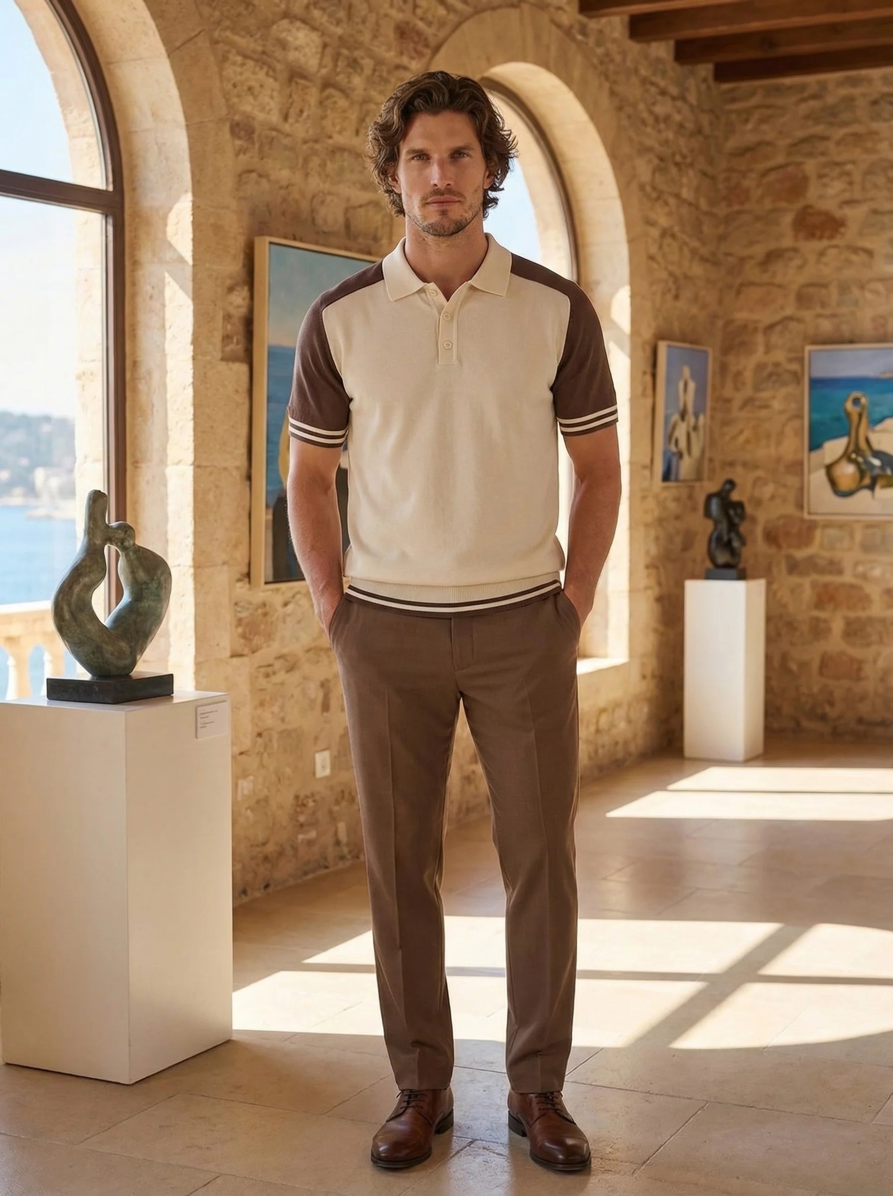 Men's Contrast Raglan Knit Polo