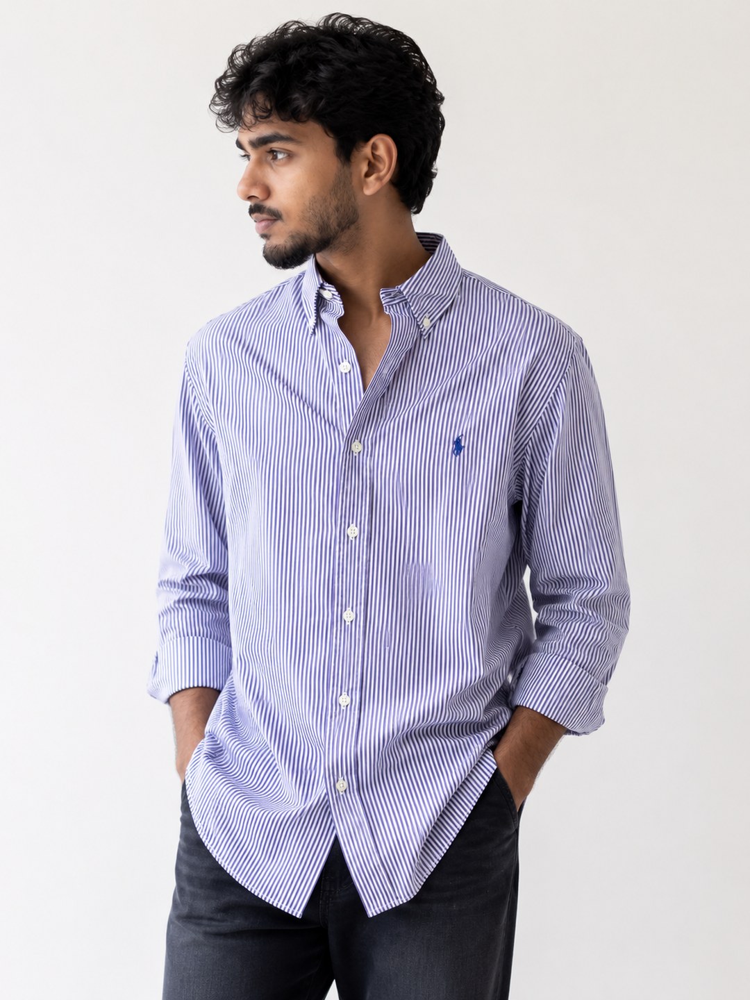 Blue & White Striped Oxford Shirt