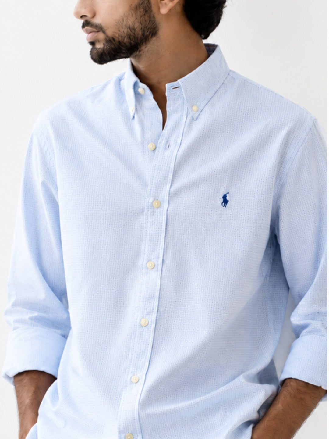 Light Blue Textured Oxford Shirt