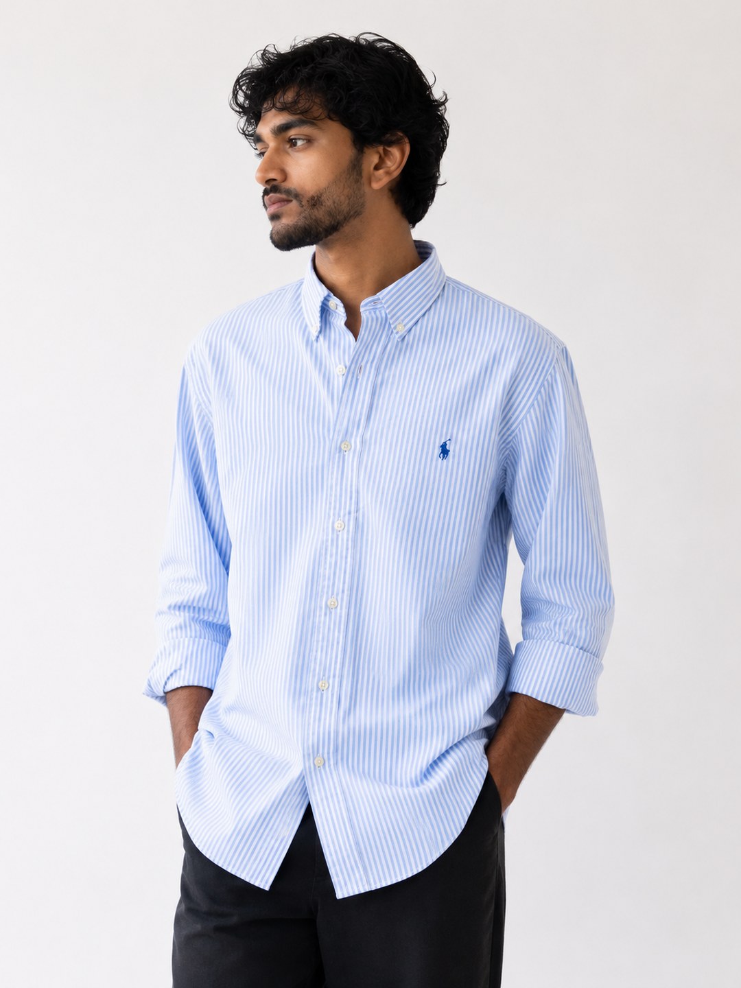 Light Blue & White Striped Oxford Shirt