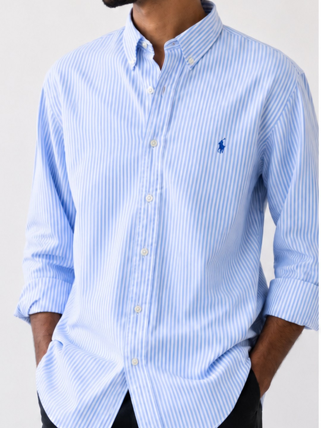 Light Blue & White Striped Oxford Shirt